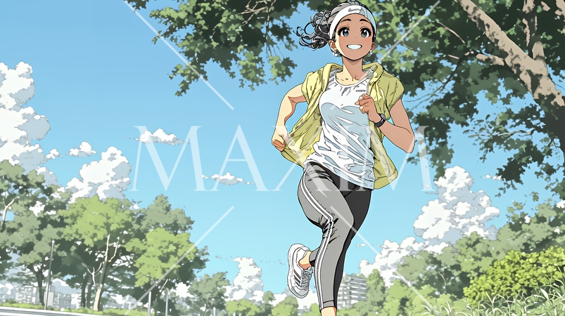 ジョギングをしている若い女性