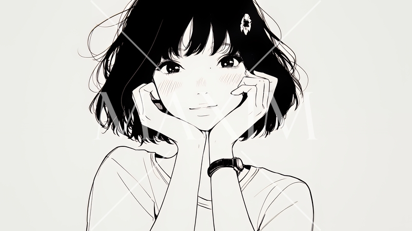 満面の笑みでYesと言っている若い女性（シンプルな色使い）