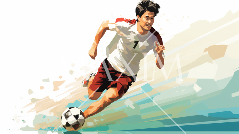 サッカー選手がドリブルをしている