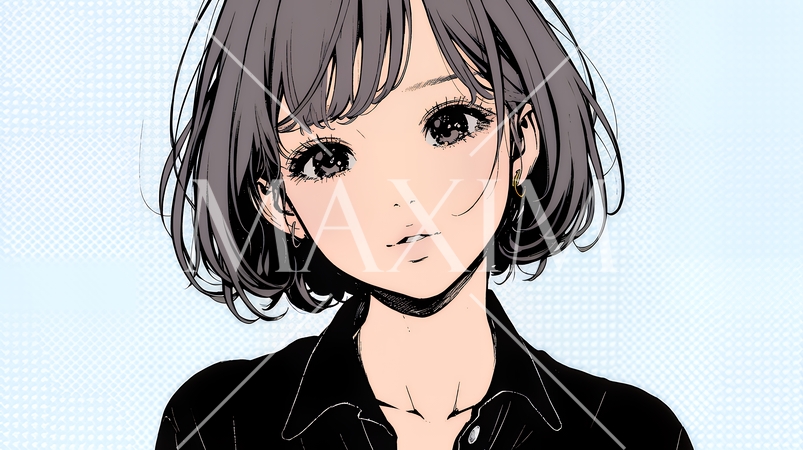 悲しげな目で微笑む（Smiling with sad eyes）若い女性