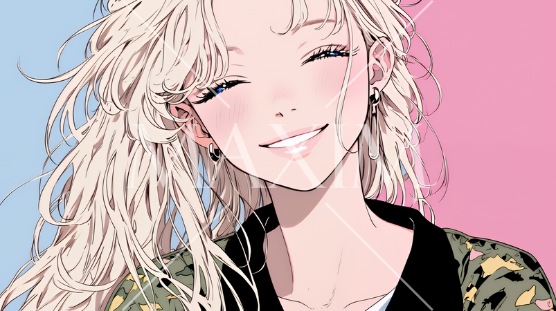 笑顔一杯の若い女性