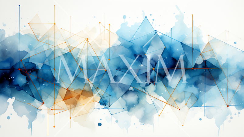 青基調のシンプルで賑やか幾何学的な水彩画背景