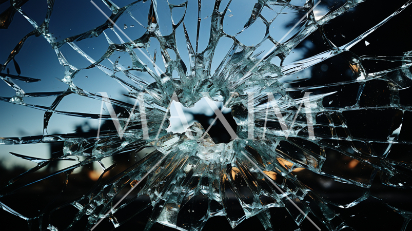 ガラスにできた弾痕：精緻CG