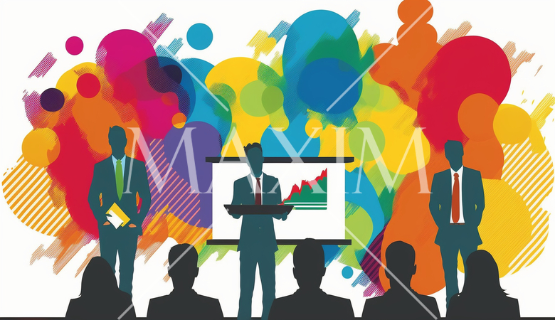 プレゼンテーション：プレゼンテーションを行うビジネスプロフェッショナル。