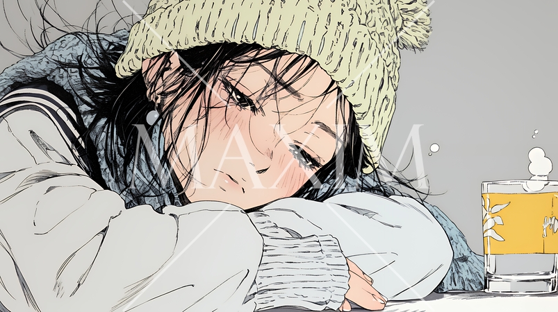 ため息をつく若い女性