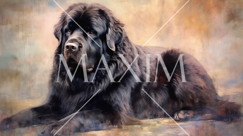 ニューファンドランド犬の水彩画