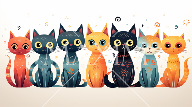 色々な猫のイラストのプリファレンスシート