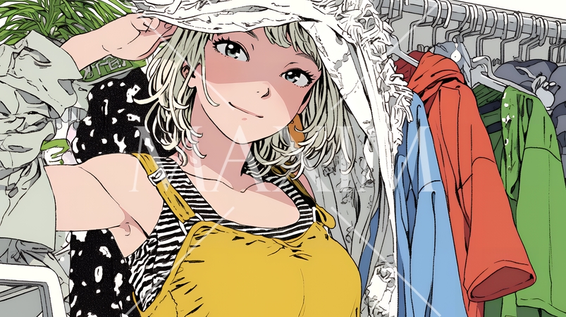 クローゼットを開いて着替えをしようとしている若い女性