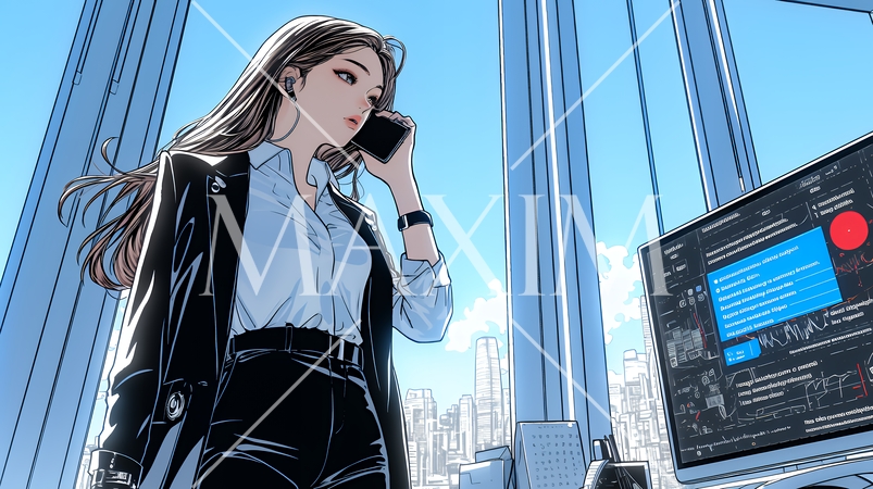 スマートフォンで通話をしているビジネスウーマン