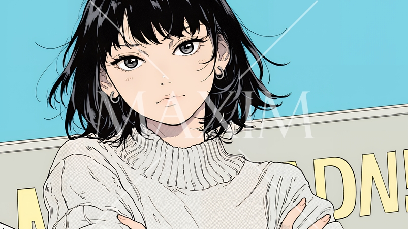 眉をひそめている女性：腕を組んで不安そうに立っている女性