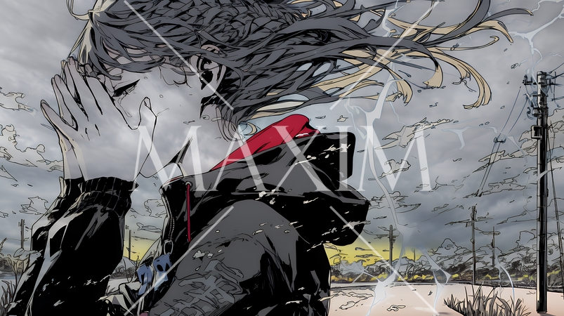 雷にひどく怯えている若い女性。