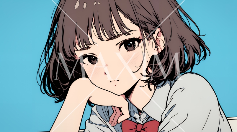 「つまんないの」と不貞腐れている制服を着た女子高生