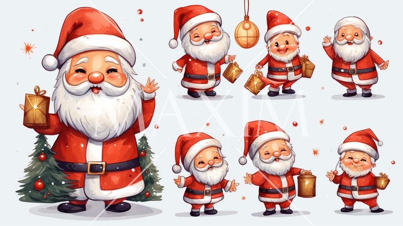 サンタクロースの手書き風アイコンのリファレンスシート