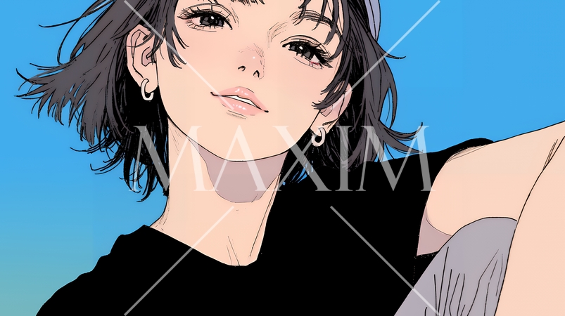 楽：リラックスした顔をしている若い女性