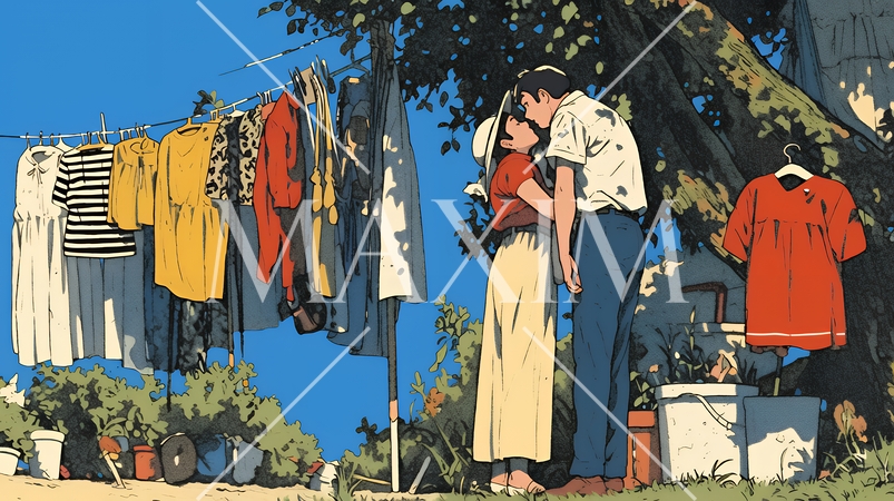 洗濯の最中もいちゃついてしまう新婚夫婦