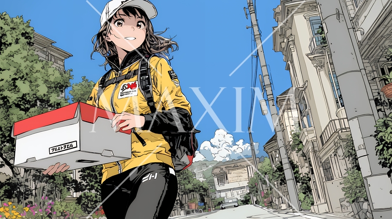 若い女性の宅配配達員（ドライバー）