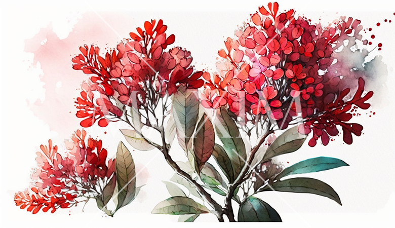 サルスベリの花の水彩画