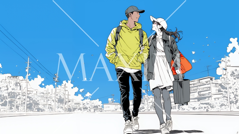 希望に満ちたライフスタイルを過ごす若いカップル：未来を見つめている