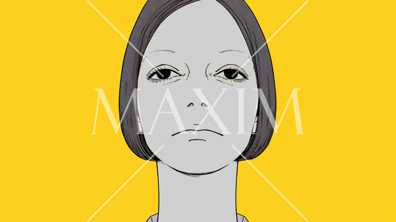 無愛想にむっとした顔の女性