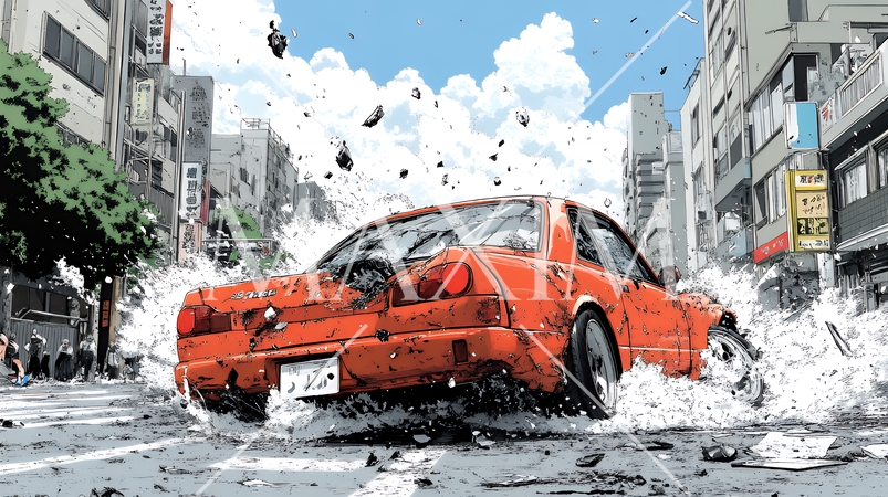 街中での自動車事故