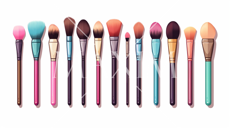 色々なフェースメーキャップブラシのイラスト：プリファレンスシート