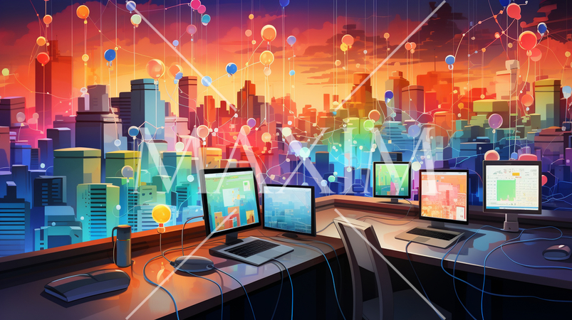 クラウドコンピューティング：クラウド上でデータ共有、複数のデバイスからアクセス。