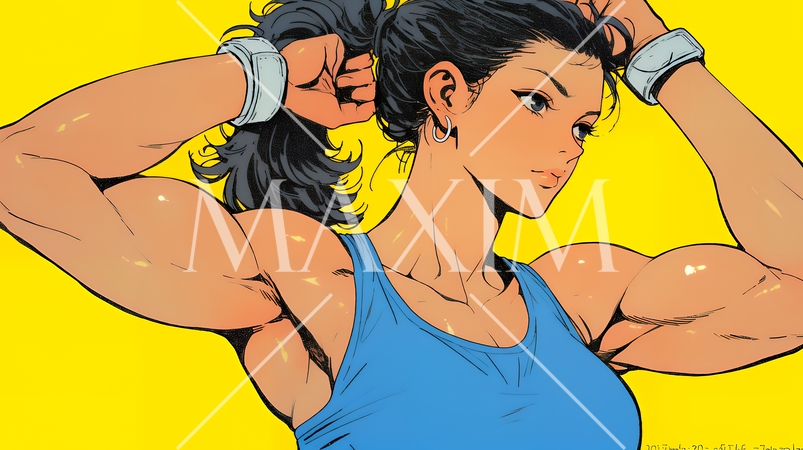 筋肉隆々の若い女性