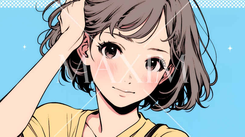 気恥ずかしそうに頭をかき、ごまかすような仕草を見せる若い女性