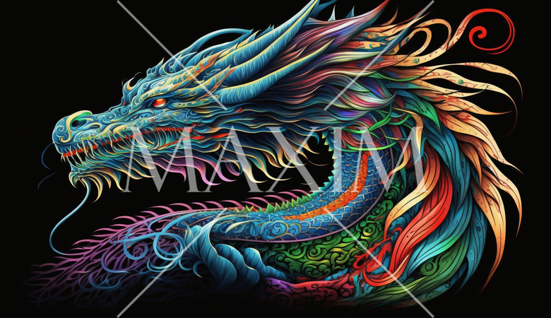 龍のカラフルなラインアート