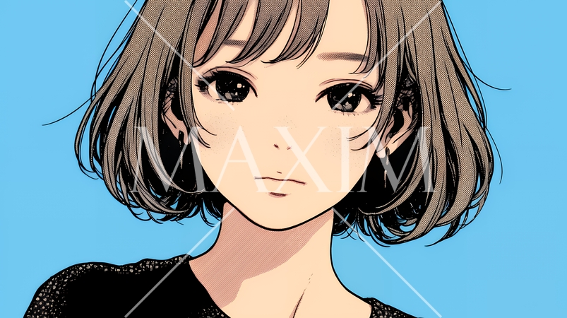 悲しげな目で微笑む（Smiling with sad eyes）若い女性