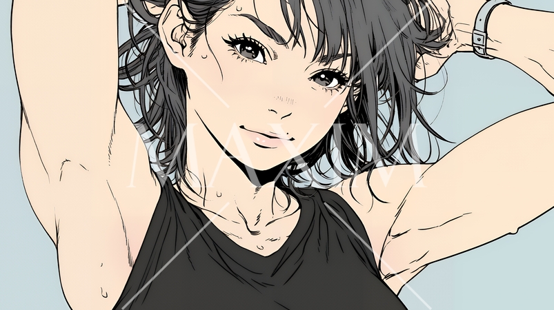 楽：リラックスした顔をしている若い女性