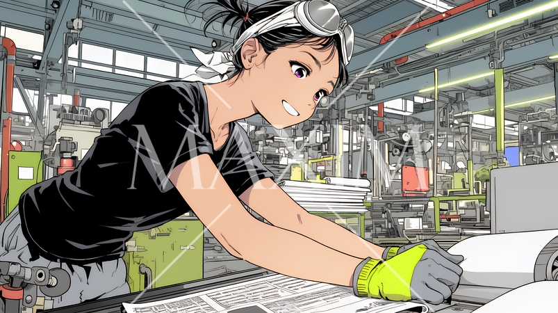 作業服を着た女性工場労働者