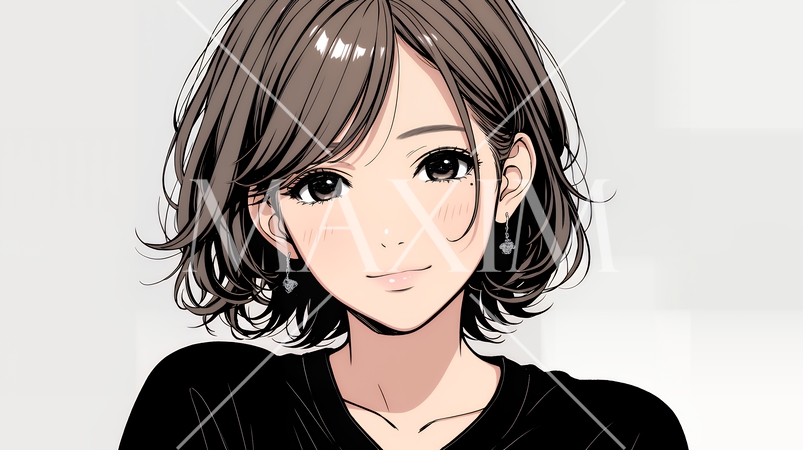 悲しげな目で微笑む（Smiling with sad eyes）若い女性