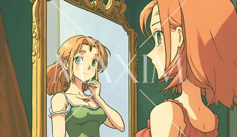 心を映す鏡：服の色が違っているのにも気づかない女性で表現