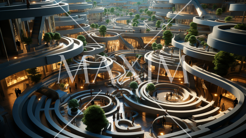 迷路のような近代建築（想像）