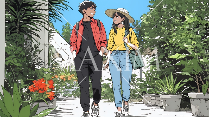 希望に満ちたライフスタイルを過ごす若いカップル：未来を見つめている