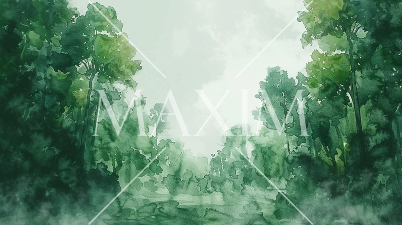 初夏の森（緑だけで描いた水彩画）