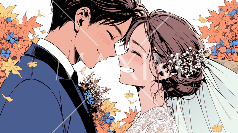 紅葉の中の結婚式