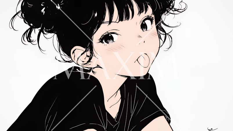 舌を出して陽気におどけている若い女性（シンプルな色使い）