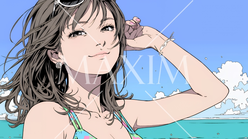 ビーチリゾートを旅行中のビキニ姿の若い女性