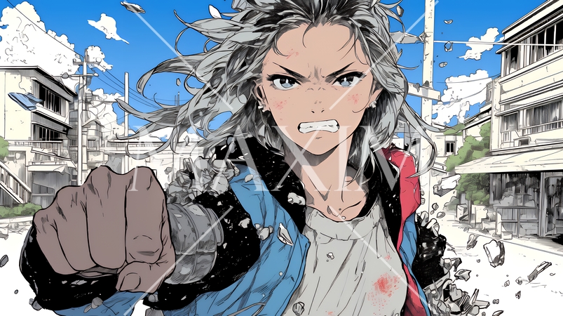 若い女性のストリートファイター