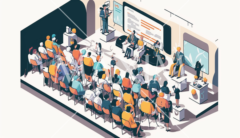 カンファレンスとイベント：業界カンファレンス、セミナー、トレードショー、展示会。