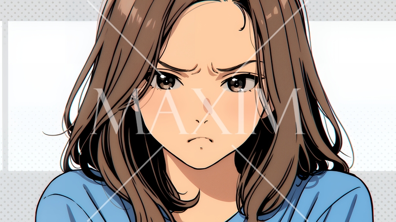 嫌悪の表情を浮かべている若い女性