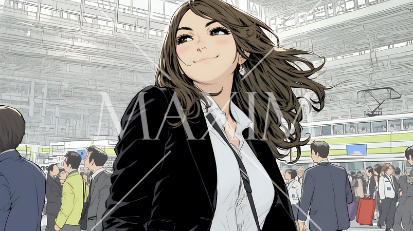 ビジネスフェアに参加しているビジネスウーマン