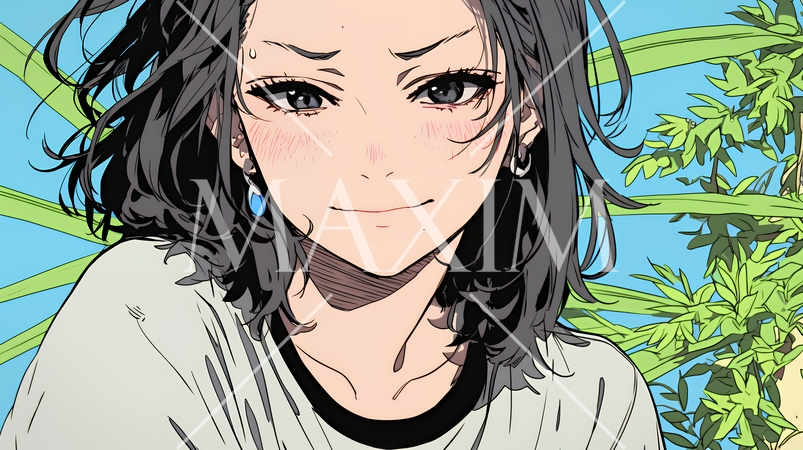 苦笑いをしている女性（気まずさ、困惑、自嘲、内なる葛藤を抱えて）