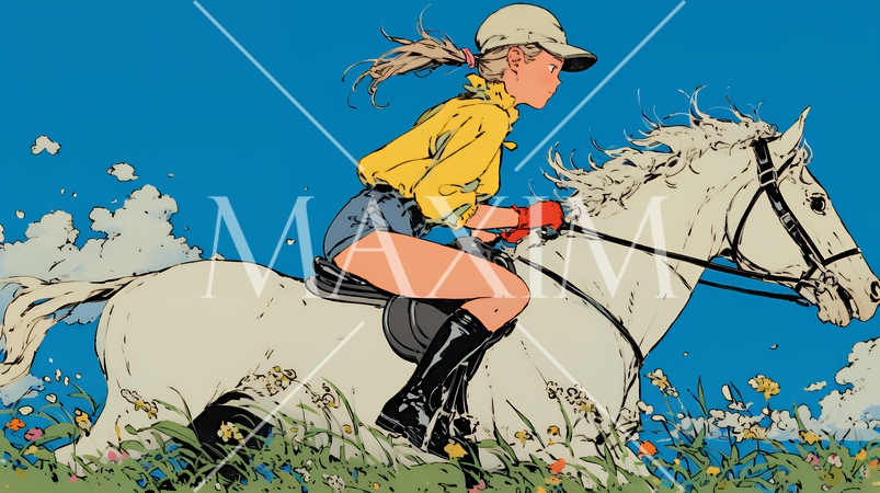 乗馬をしている若い女性