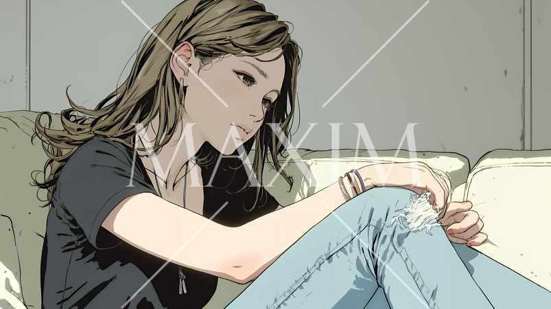 腹痛（生理痛）に苦しむ若い女性