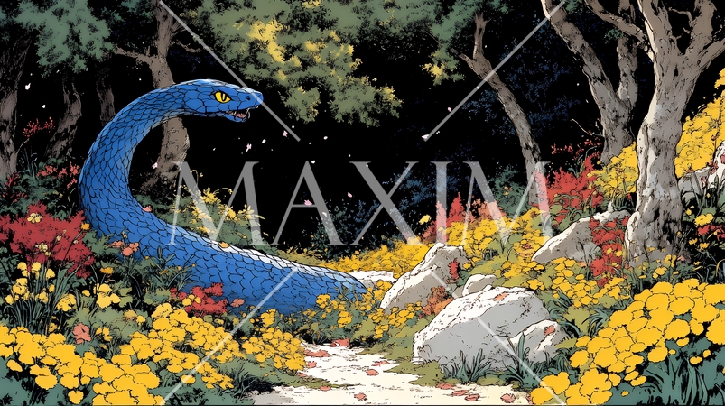 年賀状用のポップなヘビのイラスト