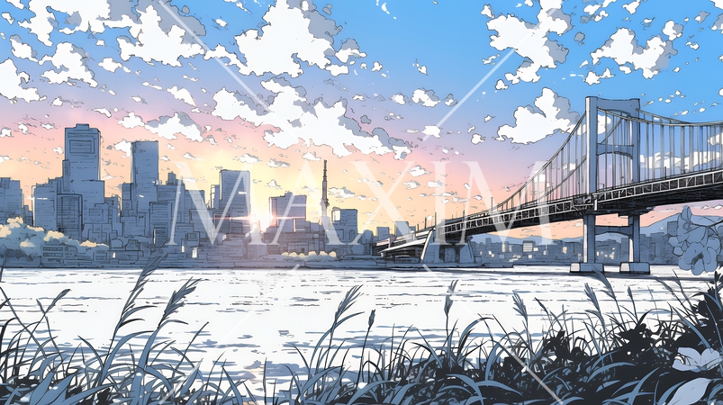 大都会の日没（日の出）とランドスケープ