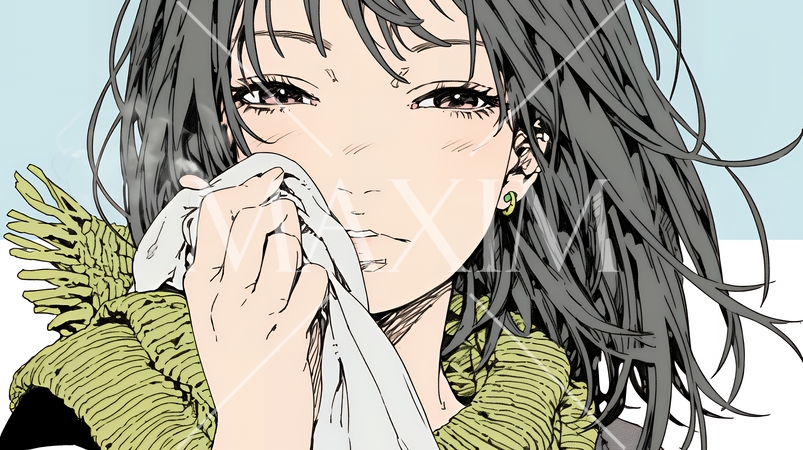 くしゃみをした若い女性